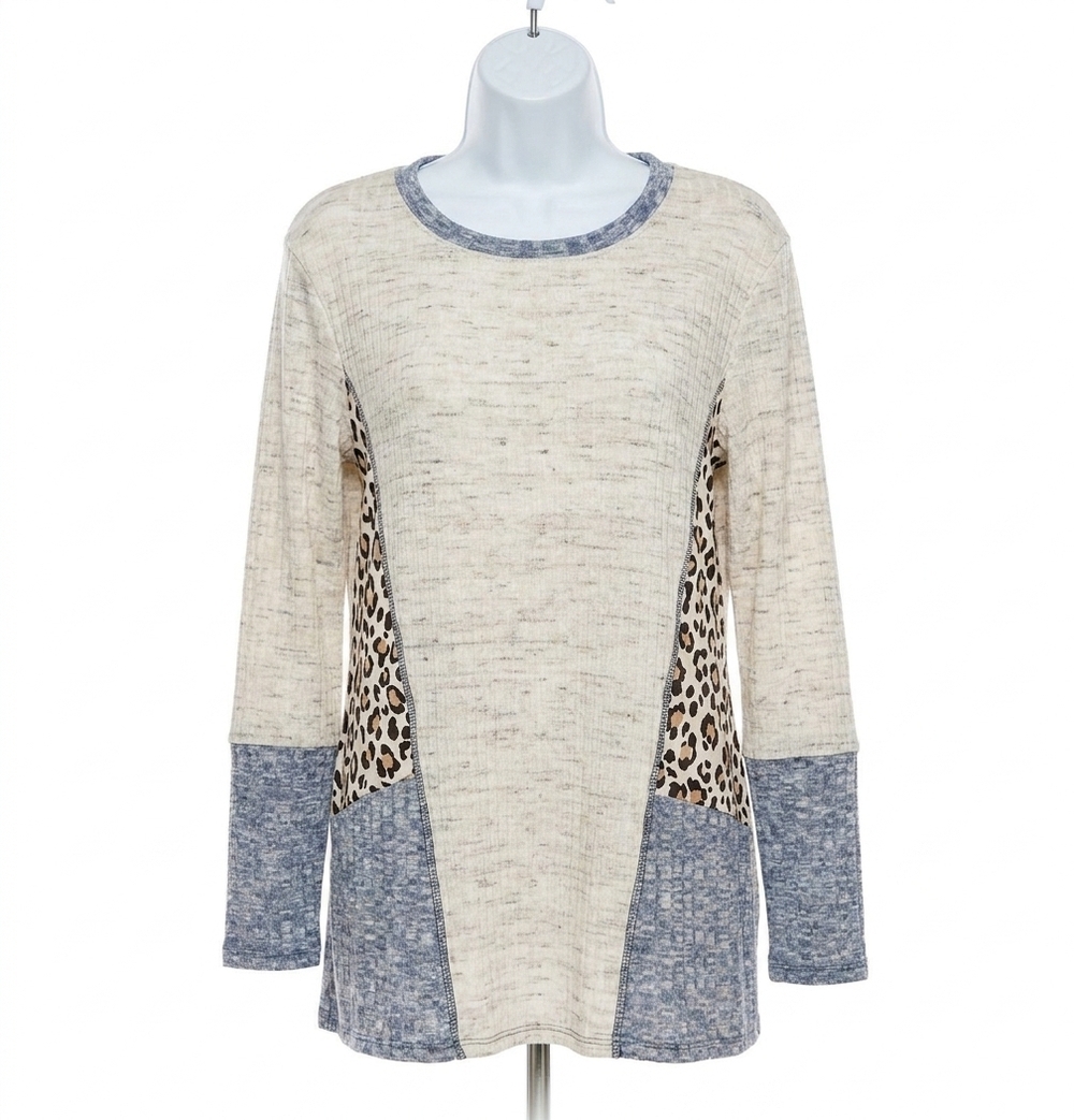NEW HAPTICS stylish splendor knit top in beige multi